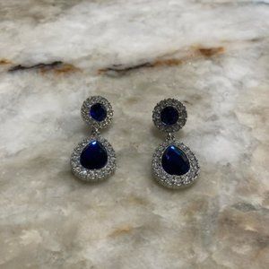 Blue gemstone teardrop earrings